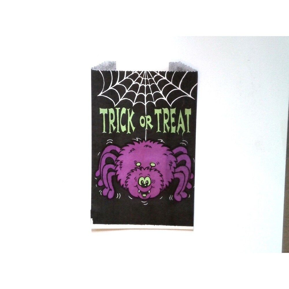Fun-World Paper Treat Bag Halloween Trick or Treat Purple Spider Web
